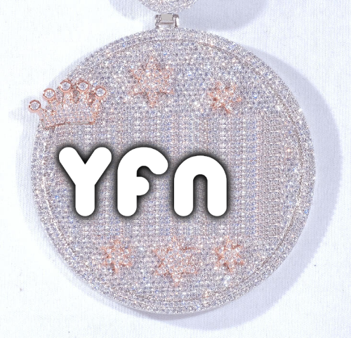 CUSTOM LETTER NECKLACE 3D BIG CROWN DISC