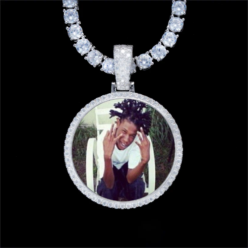 925S & VVS Moissanite 3D Circle Custom Picture Pendant