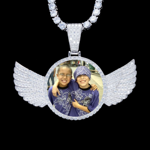 925S & VVS Moissanite 3D Wing Custom Picture Pendant