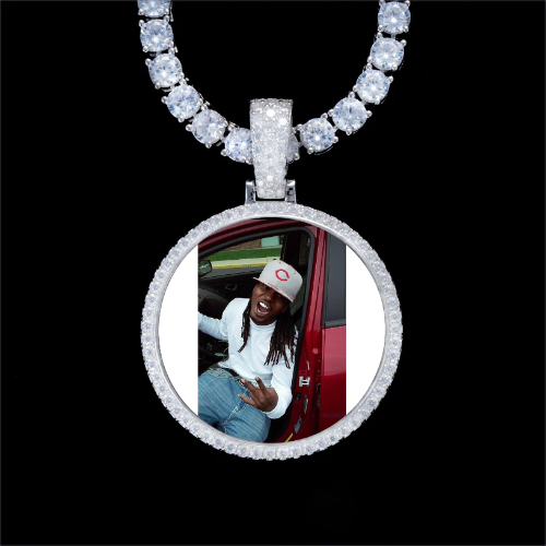 925S & VVS Moissanite 3D Circle Custom Picture Pendant