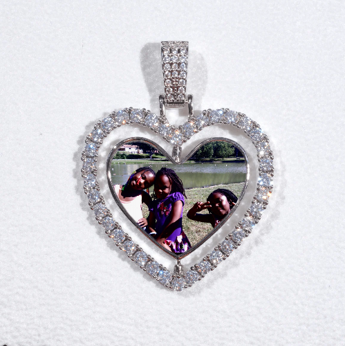 3D Spinning 2-Faced Heart Custom Picture Pendant