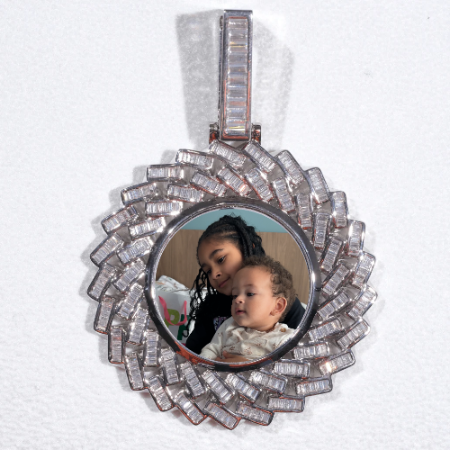 Large 3D Baguette Custom Picture Pendant