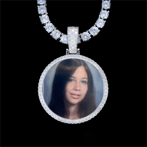 925S & VVS Moissanite 3D Circle Custom Picture Pendant