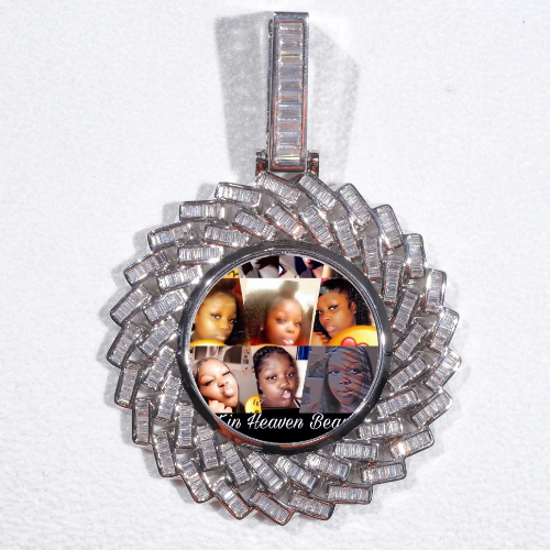 Large 3D Baguette Custom Picture Pendant