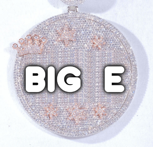 CUSTOM LETTER NECKLACE 3D BIG CROWN DISC