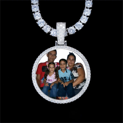 925S & VVS Moissanite 3D Circle Custom Picture Pendant