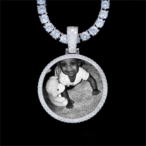 925S & VVS Moissanite 3D Circle Custom Picture Pendant