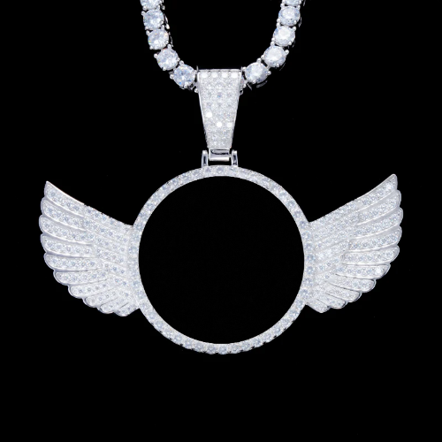 925S & VVS Moissanite 3D Wing Custom Picture Pendant