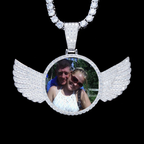 925S & VVS Moissanite 3D Wing Custom Picture Pendant