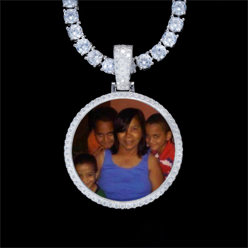 925S & VVS Moissanite 3D Circle Custom Picture Pendant