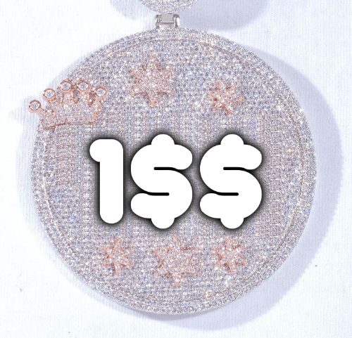 CUSTOM LETTER NECKLACE 3D BIG CROWN DISC