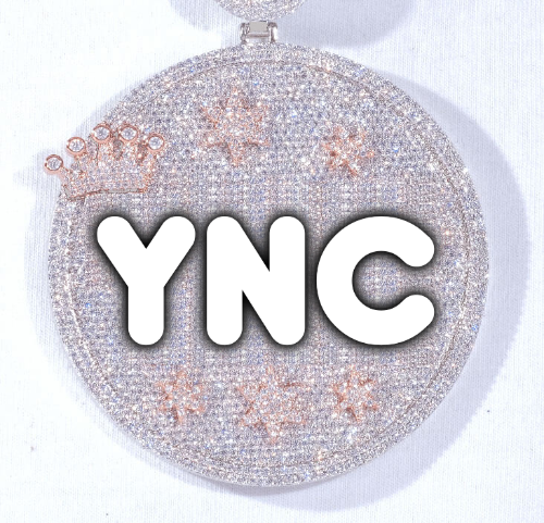 CUSTOM LETTER NECKLACE 3D BIG CROWN DISC