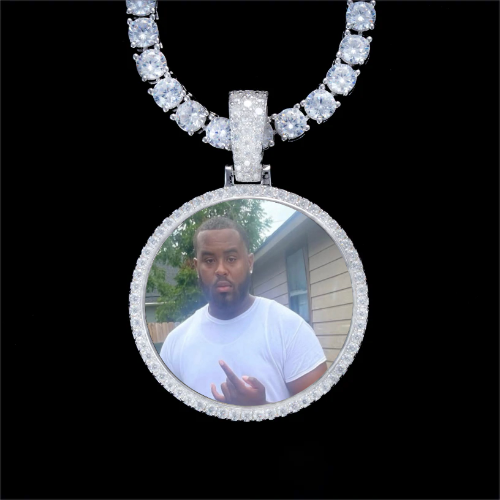 925S & VVS Moissanite 3D Circle Custom Picture Pendant