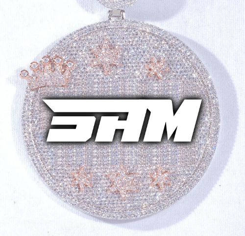 CUSTOM LETTER NECKLACE 3D BIG CROWN DISC