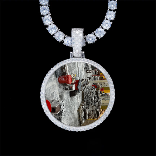 925S & VVS Moissanite 3D Circle Custom Picture Pendant
