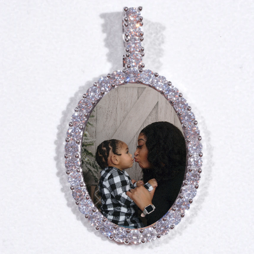 Large 3D Oval Custom Picture Pendant