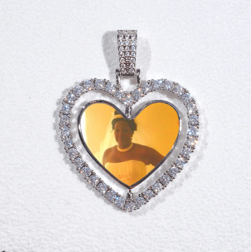3D Spinning 2-Faced Heart Custom Picture Pendant