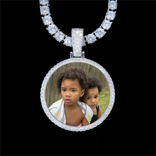 925S & VVS Moissanite 3D Circle Custom Picture Pendant