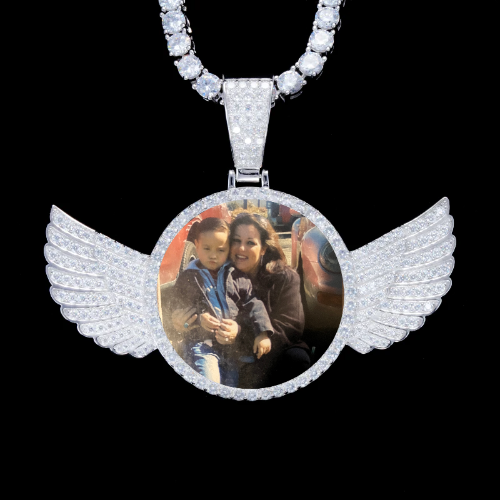 925S & VVS Moissanite 3D Wing Custom Picture Pendant