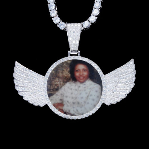 925S & VVS Moissanite 3D Wing Custom Picture Pendant