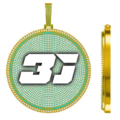 CUSTOM LETTER NECKLACE 3D BIG DISC