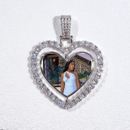 3D Spinning 2-Faced Heart Custom Picture Pendant