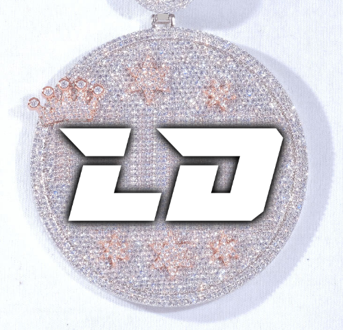 CUSTOM LETTER NECKLACE 3D BIG CROWN DISC