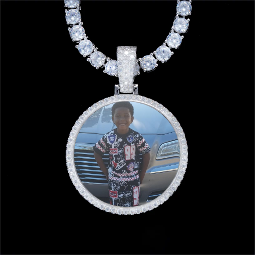 925S & VVS Moissanite 3D Circle Custom Picture Pendant