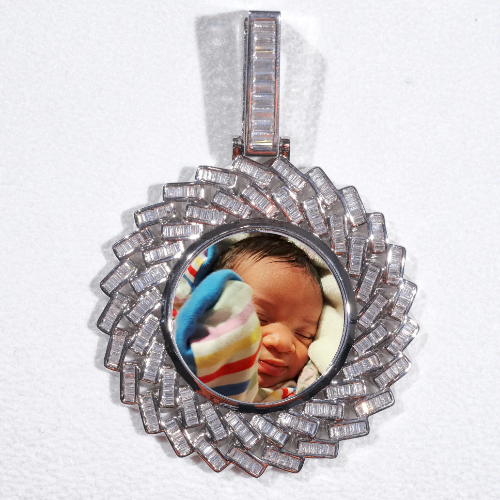 Large 3D Baguette Custom Picture Pendant