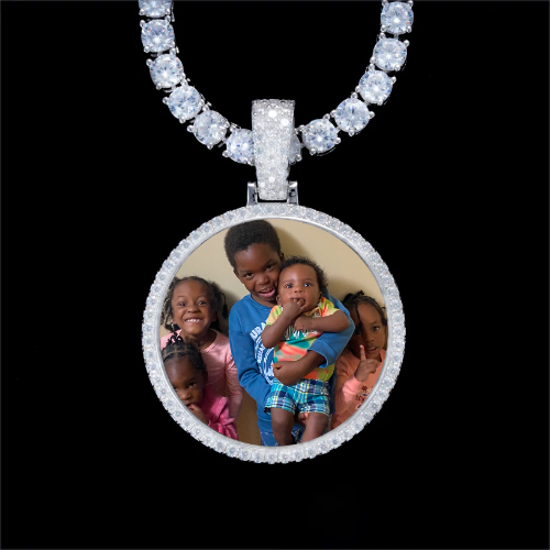 925S & VVS Moissanite 3D Circle Custom Picture Pendant