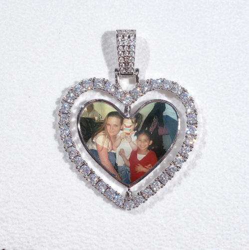 3D Spinning 2-Faced Heart Custom Picture Pendant