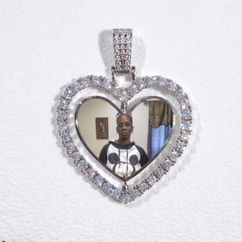 3D Spinning 2-Faced Heart Custom Picture Pendant