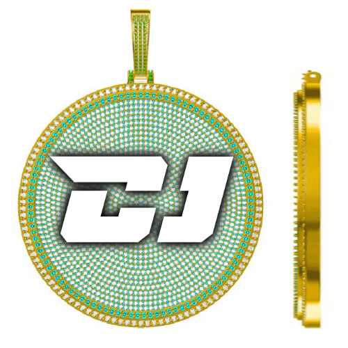 CUSTOM LETTER NECKLACE 3D BIG DISC