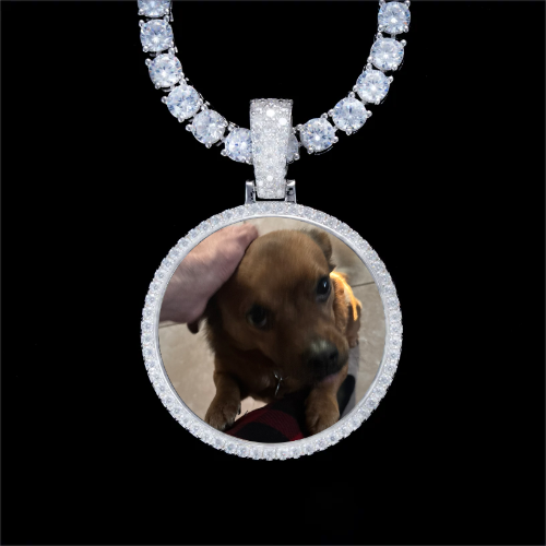 925S & VVS Moissanite 3D Circle Custom Picture Pendant
