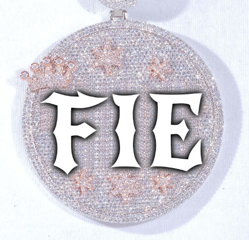 CUSTOM LETTER NECKLACE 3D BIG CROWN DISC