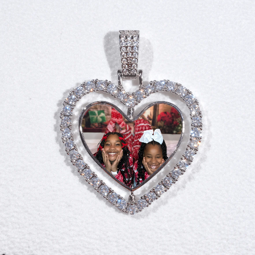 3D Spinning 2-Faced Heart Custom Picture Pendant