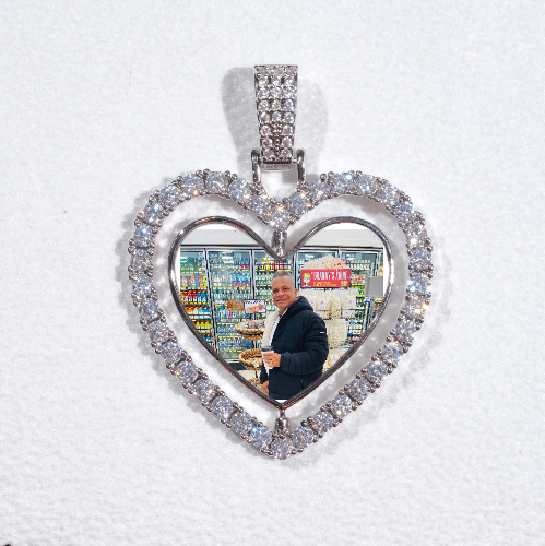 3D Spinning 2-Faced Heart Custom Picture Pendant