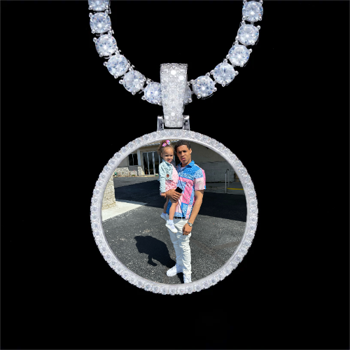 925S & VVS Moissanite 3D Circle Custom Picture Pendant