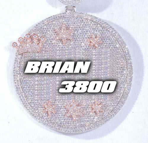 CUSTOM LETTER NECKLACE 3D BIG CROWN DISC