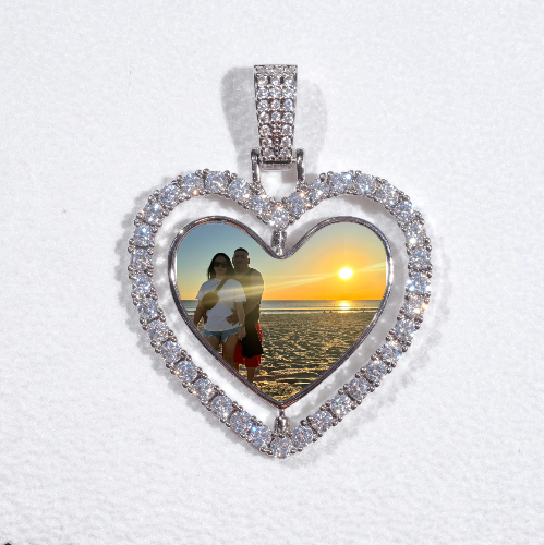 3D Spinning 2-Faced Heart Custom Picture Pendant