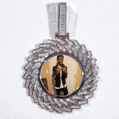 Large 3D Baguette Custom Picture Pendant
