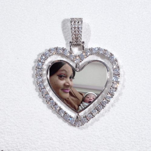 3D Spinning 2-Faced Heart Custom Picture Pendant