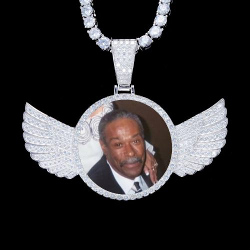 925S & VVS Moissanite 3D Wing Custom Picture Pendant
