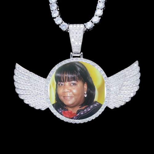 925S & VVS Moissanite 3D Wing Custom Picture Pendant