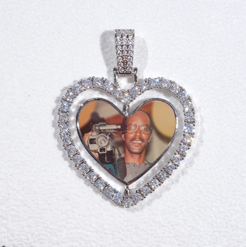 3D Spinning 2-Faced Heart Custom Picture Pendant