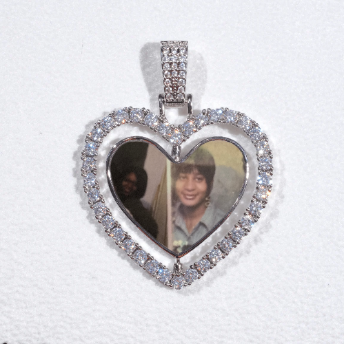 3D Spinning 2-Faced Heart Custom Picture Pendant