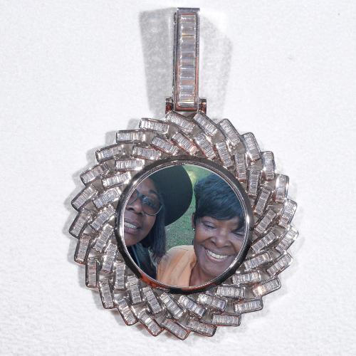Large 3D Baguette Custom Picture Pendant
