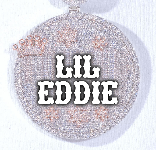 CUSTOM LETTER NECKLACE 3D BIG CROWN DISC