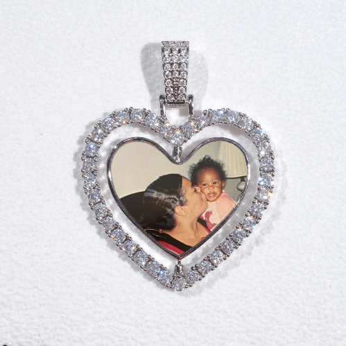 3D Spinning 2-Faced Heart Custom Picture Pendant