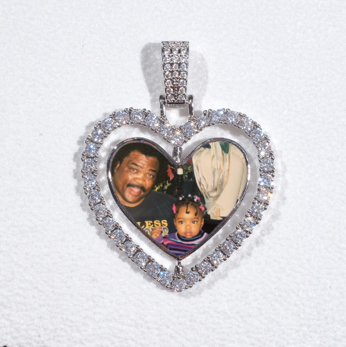 3D Spinning 2-Faced Heart Custom Picture Pendant